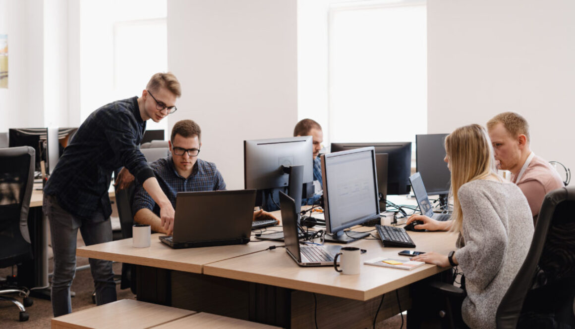 Group of young business people working in the office