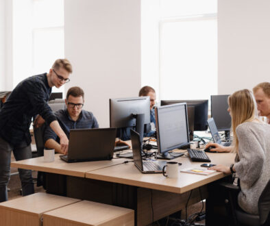 Group of young business people working in the office